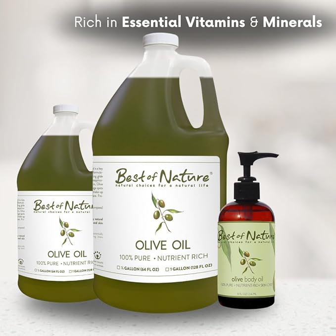 Best of Nature 100% Pure Olive Massage & Body Oil – Cold Pressed, Natural & Unscented Moisturizer for Skin, Hair & Bath, 5 Gallon Pail (640 fl oz)