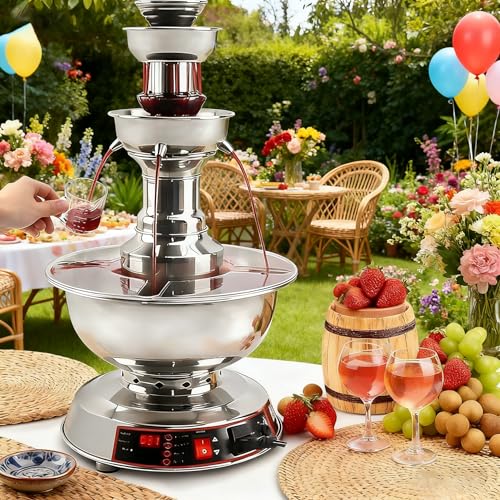 Hoiaost 3-Tier Cocktail Fountain Machine, Electric Party Fountain Drink Machine,3.5L Stainless Steel Commercial Beverage W...