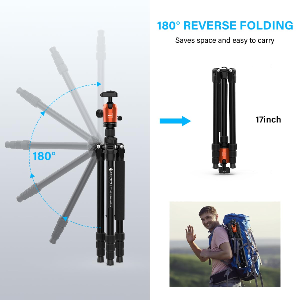 GEEKOTO Camera Tripod,Carbon Fiber Camera Tripod Monopod with 360 Degree Ball Head 1/4 inch Quick Shoe Plate Professional Tripod Load up to 26.5 pounds