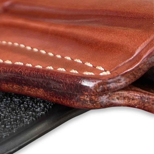 Masc OWB Leather Paddle Holster with Thumb Break, Fits Colt King Cobra Target 357 Mag 6-Shot 4.25" Barrel, R/H Draw Brown Color #1632#
