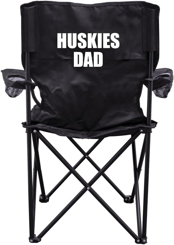 VictoryStore Outdoor Camping Chair - Huskies Dad Black Folding Camping Chair with Carry Bag