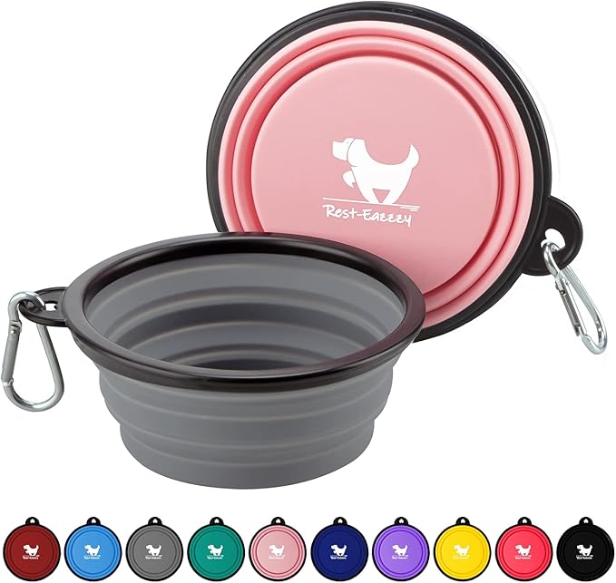 Collapsible Dog Bowls for Travel, 2-Pack Dog Portable Water Bowl for Dogs Cats Pet Foldable Feeding Watering Dish for Trav...