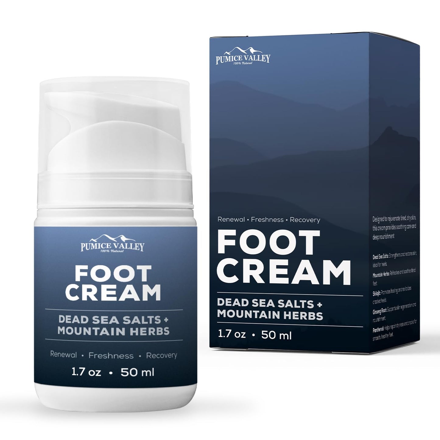 Pumice Valley Foot Cream for Dry Cracked Feet and Heels - Natural Moisturizer, Corn, Calluses Treatment - Skin, Body Lotion, Dea