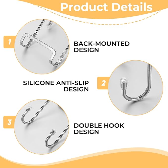 20 PCS Over Cabinet Hooks Double S Shaped Cabinet Drawer Hanger Stainless Steel Metal Heavy Duty Hooks for Kitchen Bathroom Closet Drawer Wardrobe Doors Bags Towels Key