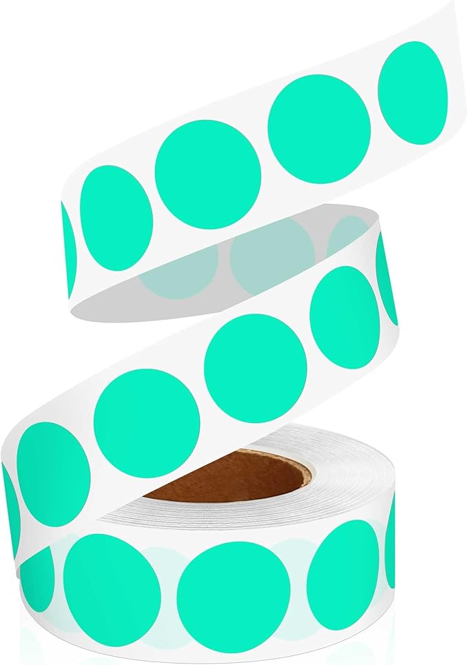 0.75 Inch Multi - Purpose Labels,1000 PCS 3/4" Aqua Labels for Classroom, Papers, Market, Price Tags, and Library Book Dots. Non - Printable Round Colored Stickers