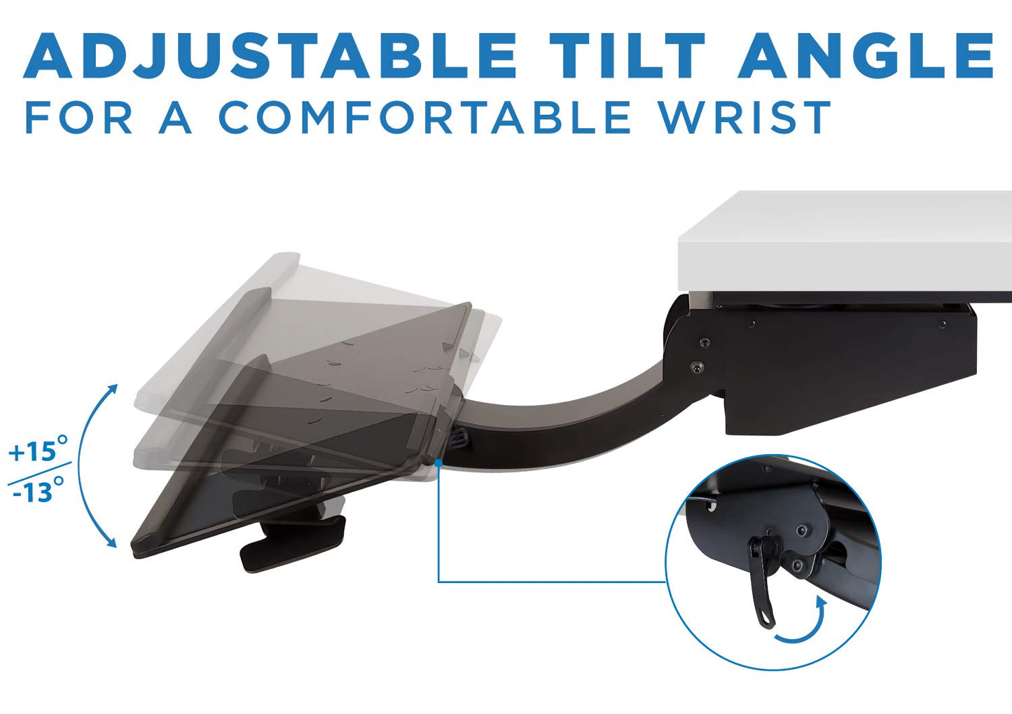 Mount-It! Sit Stand Keyboard Tray, Height Adjustable Under Desk Keyboard and Mouse Drawer, Full Motion Standing Design with 13.4 Inches of Vertical Adjustment, 26.5 in Wide Platform