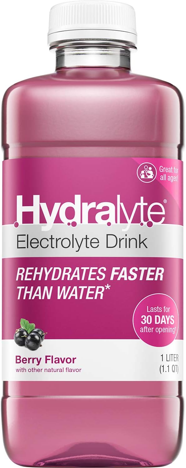 Hydralyte Electrolyte Oral Hydration Ready-to-Drink Solution, Berry, 33.8 Ounce Bottle