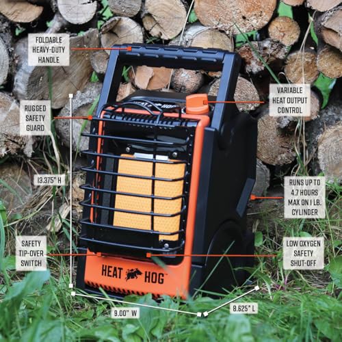 Heat Hog 9,000 BTU Portable Propane Radiant Space Heater, Indoor, Outdoor, Garage, Camping, Outdoor Sports, Boating, RVs, ...