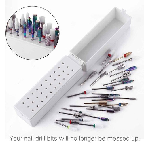 Makartt Nail Drill Bits Holder Dustproof Stand Displayer Bundle With MALORY 30000RPM Rechargeable Nail Drill Machine