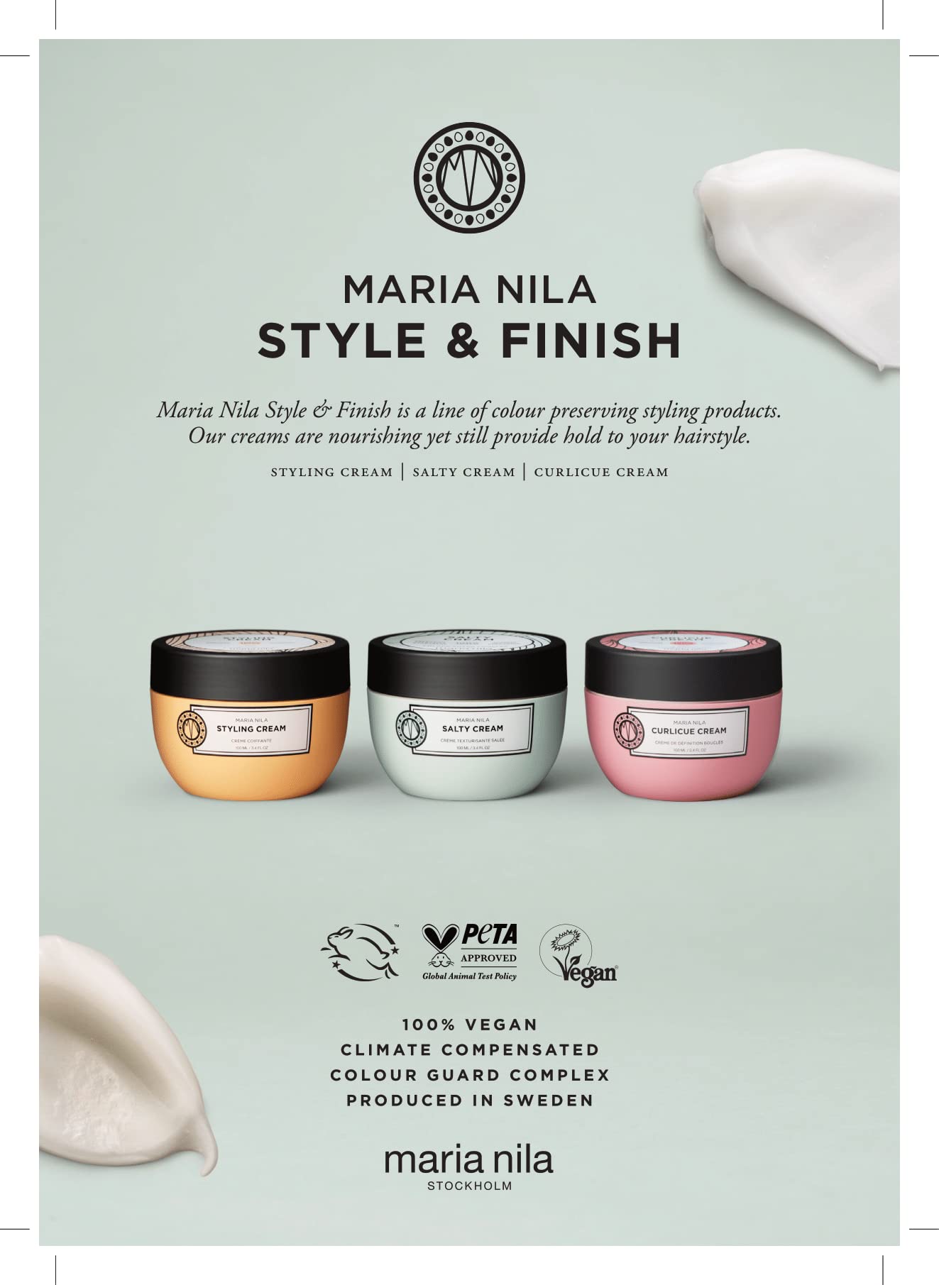 Maria Nila Curlicue Cream, 3.4 Fl Oz, Hold 3/5, Enhances Curls & Waves, Chamomile Hydrates & Prevents Frizz, 100% Vegan & Sulfat