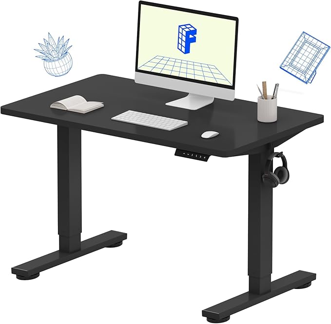 FLEXISPOT EN1 One-Piece Standing Desk, 40"x24" Seamless Desktop Electric Height Adjustable for Home Office, Study Rooms & Multi-Device Workstations, Black