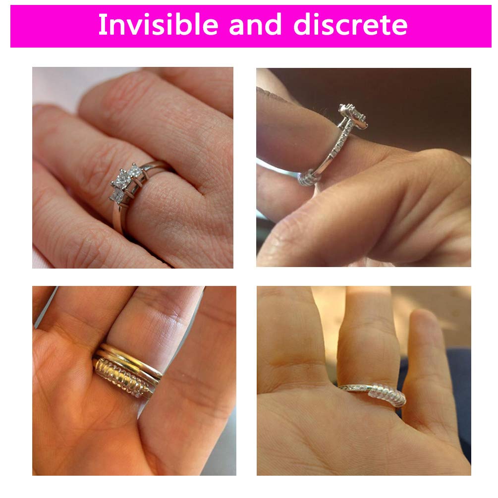 Coopache Invisible Ring Size Adjuster for Loose Rings - Ring Guard, Ring Sizer, 4 Sizes Fit Almost Any Ring. [12pcs]