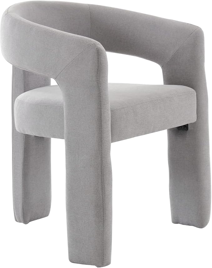 DAYALANE Modern Barrel Dining Chair, Upholstered Accent Kitchen Chair with Arms Comfy Chenille Side Chair for Living Room/Home Office/Reception, Grey Chenille