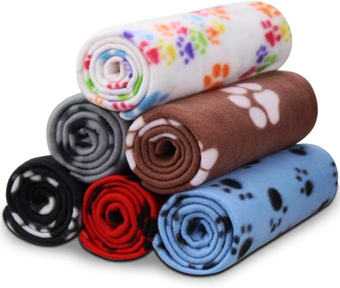 Comsmart Dog Blankets for Small Dogs, 6 Pack Puppy Blanket Cute Paw Print Pet Blanket for Dog, Puppy, Cat, Kitten, 24x28 i...