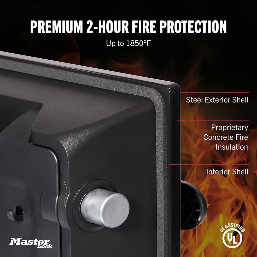 Master Lock Black Premium Fireproof and Waterproof Safe with Digital Keypad, 0.82 cu-ft, STW082GTC