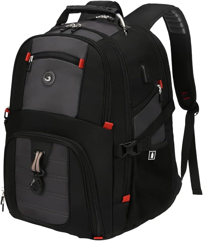 SHRRADOO Extra Large 50L Travel Laptop Backpack with USB Charging Port, College High School Backpack Airline Approved Busi...