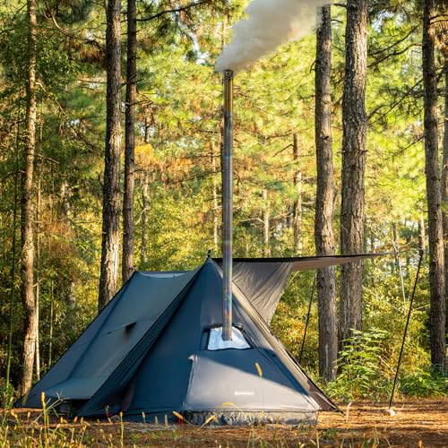 POMOLY Hot Tent Bushcraft Tent, STOVEHUT 20 Ultralight Shelter with 4 Poles for 1-2 Person Camping, Hiking, Backpacking (B...