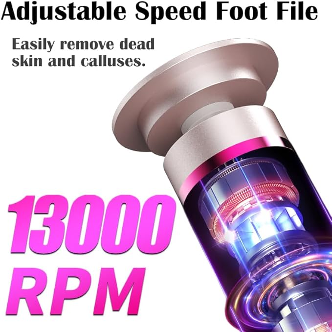 Ideal Swan 2 in 1 Electric Feet Callus Remove, Professional Speed Foot File Pedicure Tools, Gray 9 Adjustable Speeds Electric Foot Callus Remover for Cracked, or Tough Skin and Calluses(Gray)