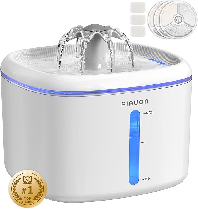 Cat Water Fountain,84oz/2.5L Pet Cat Fountain – Ultra Quiet Upgraded Automatic Pet Water Dispenser with 3 Replaceable Filt...