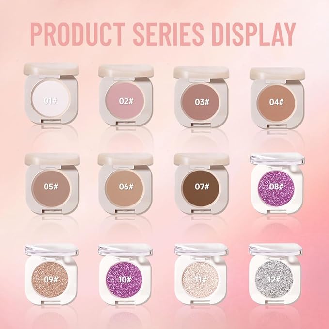 Pearlescent mini Eyeshadow Highly Pigmented Blend Matte & Shimmer EyeShadow,Cream Moisturizing Waterproof&Long Lasting Eye Makeup Natural Luminous Makeup Look (B10, 1 Count (Pack of 1))