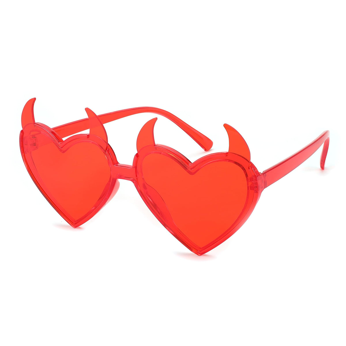 FEISEDY Sunglasses Women Men, Halloween Party Disco Trendy Love Sun Glasses, Rimless Heart Devil Ear Frame B0054