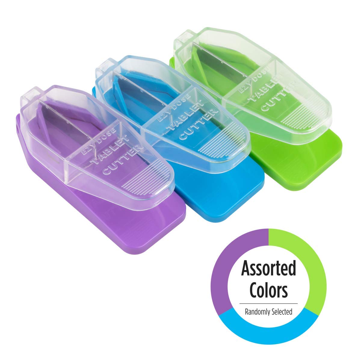 EZY DOSE Pill Cutter and Splitter Cuts Pills, Vitamins, Tablets Stainless Steel Blade Travel Sized Colors May Vary, 1 Count (Pack of 2) (67015)