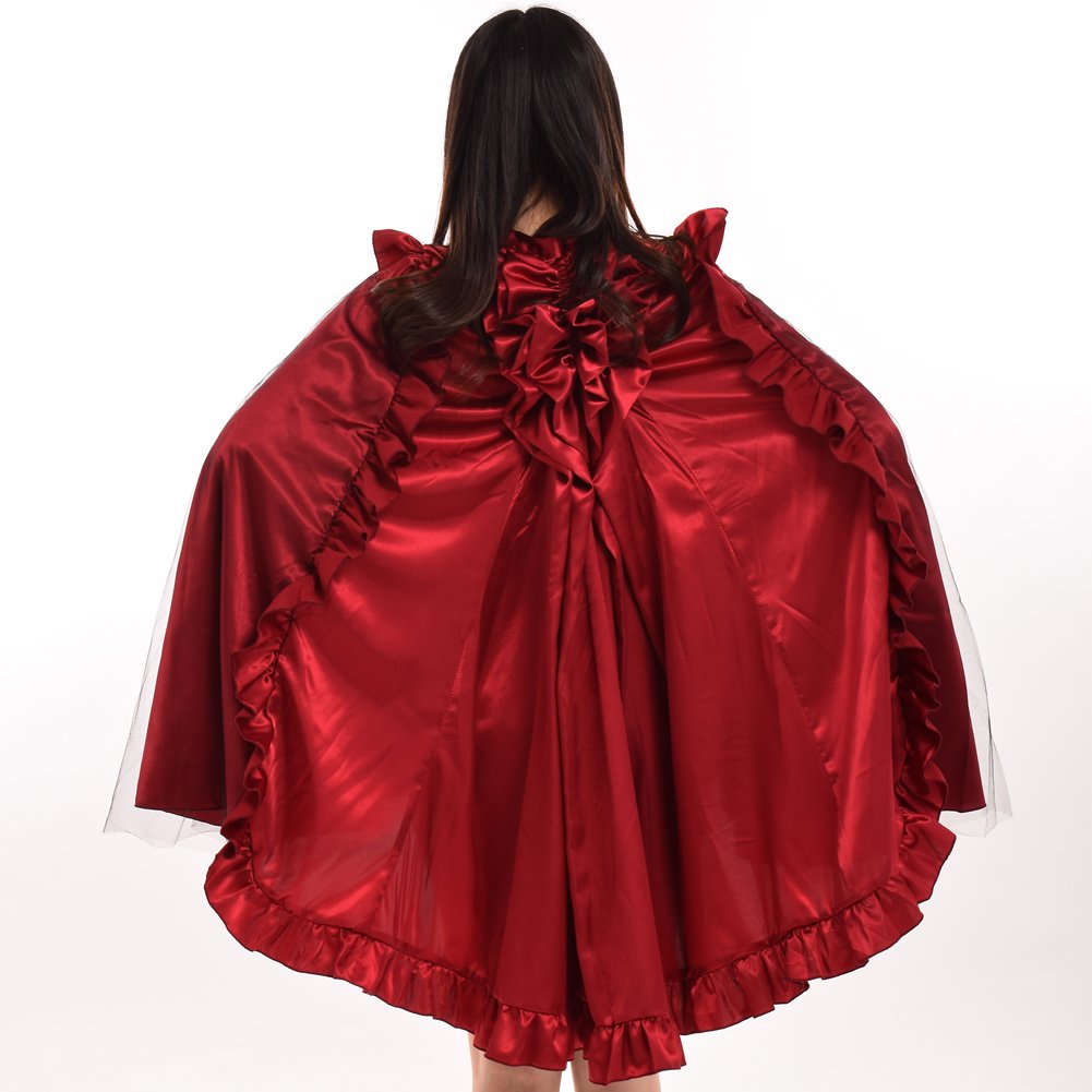 BLESSUME Punk Flounce Bustle Skirt Cape Red