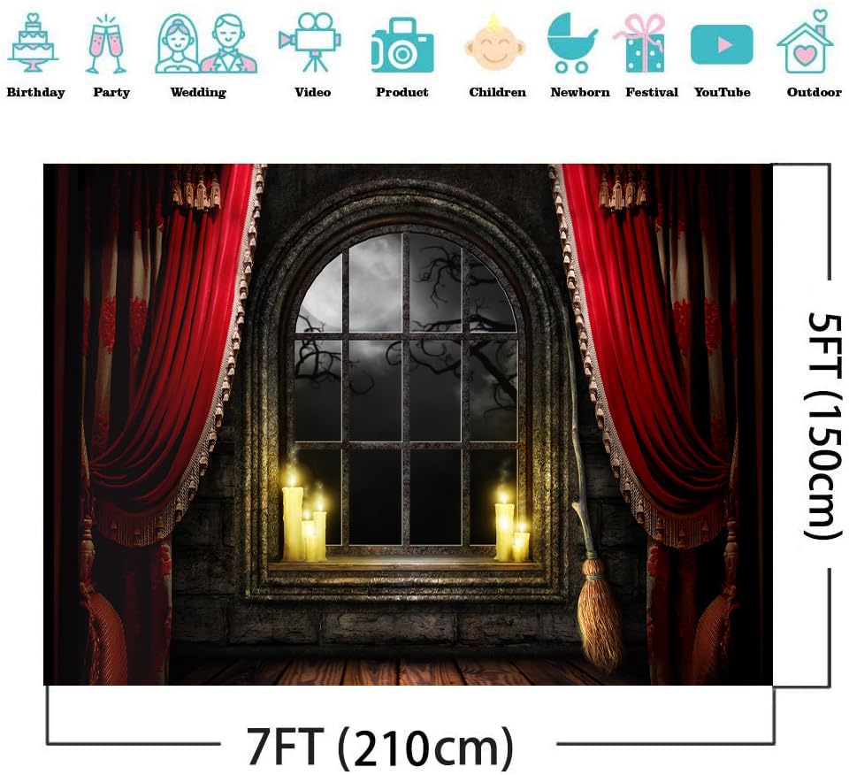 Alltten 7X5FT Halloween Backdrop Haunted House Background Halloween Party Decoration Banner F82