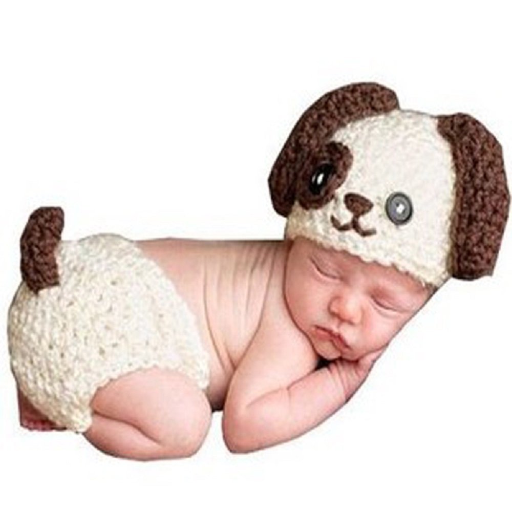 Matissa Newborn Baby Girl/Boy Crochet Knit Costume Photography Prop Hats Outfits (Puppy)