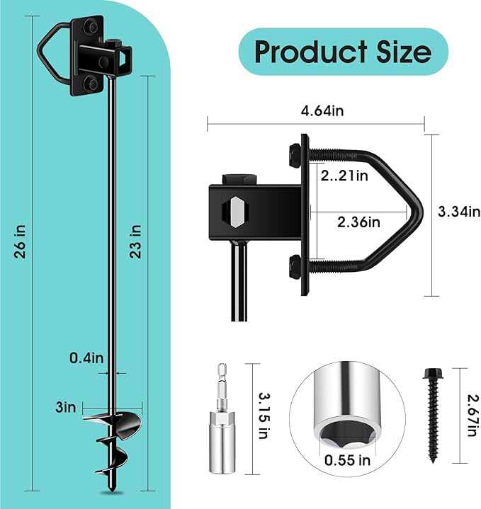 Payivsve Ground Anchors Screw in, Multi-Purpose Trampoline Stakes Heavy Duty, 3" Wider Spiral Mobile Home Anchors Hurricane Earth Anchor for Trampoline, Storage Shed, Swing Sets, Carports