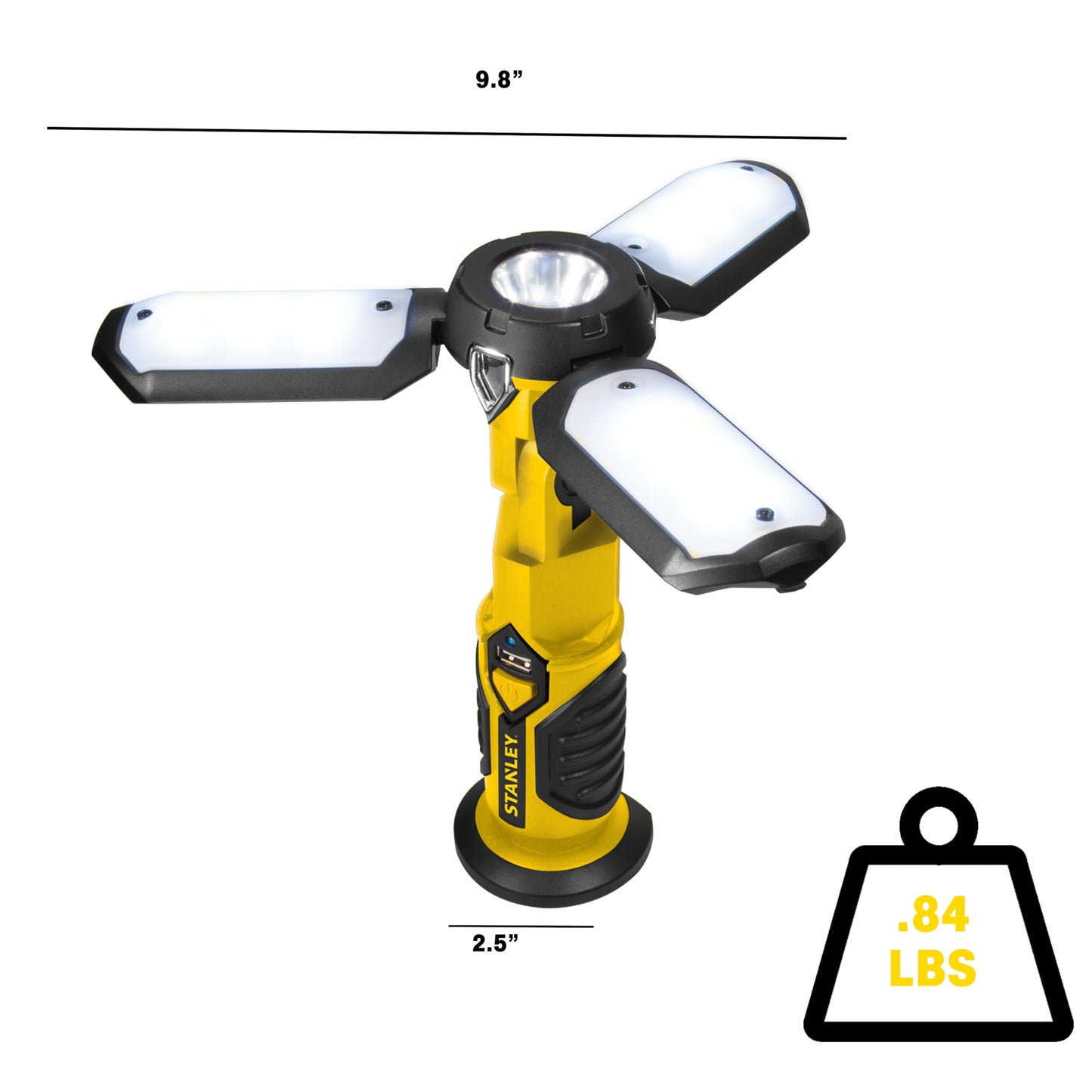 STANLEY SAT3S Rechargeable 600 Lumen Lithium Ion LED Satellite Work Light with USB Power Charger