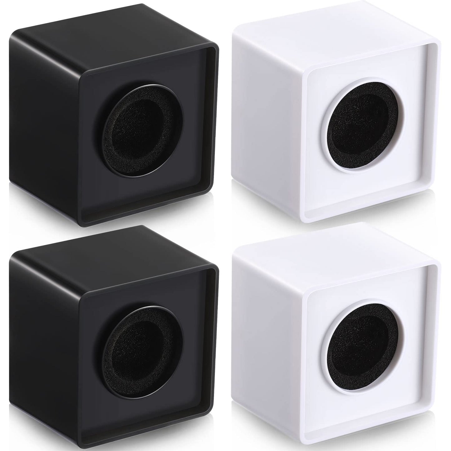 Landhoow 4 Pcs Mic Flags Square Cube Microphone Flags Station Portable Custom Interview Mic Station with Foam Microphone Accesso