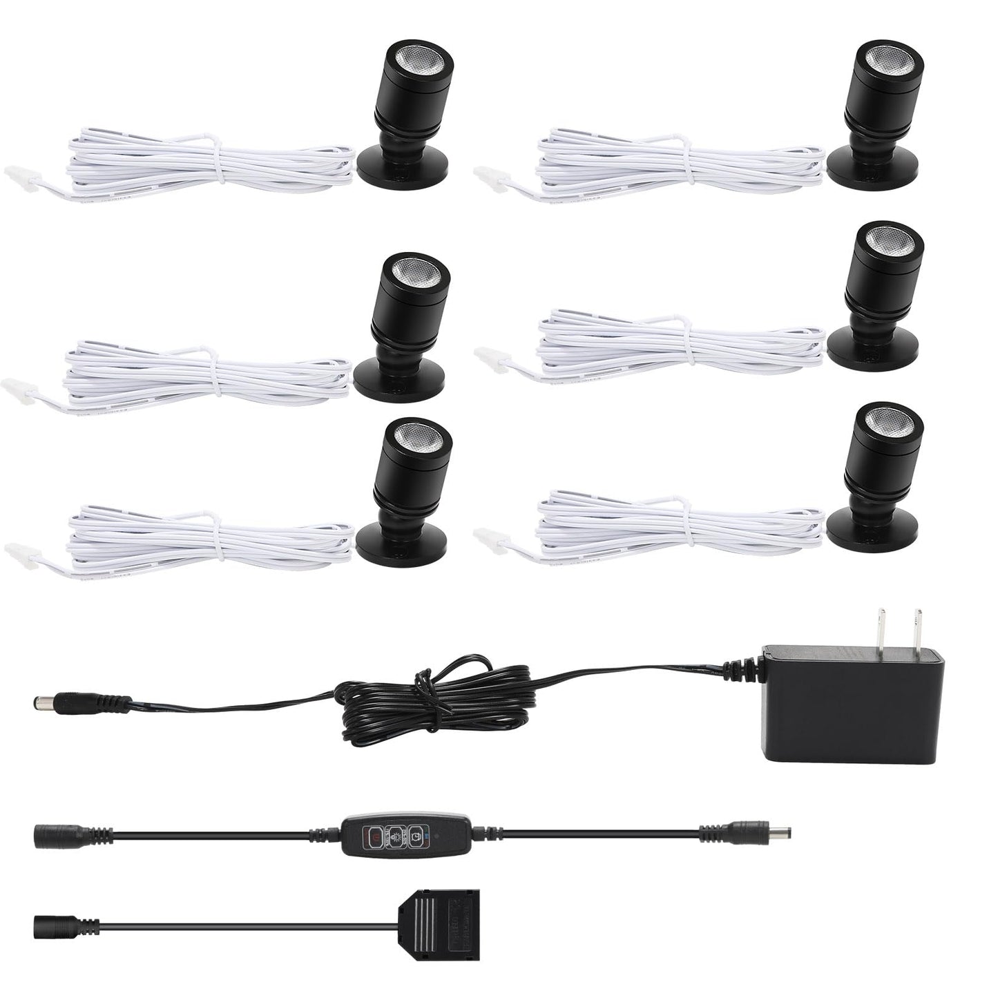 Taysing LED Spot Light Indoor Little Mini Spotlight Accent Lights for Display, Paintings, Pictures, Plants, Jewelry, Shelves, Cabinets, Posters, Showcase(SoftWhite 6 Pack Dimming&Timing)