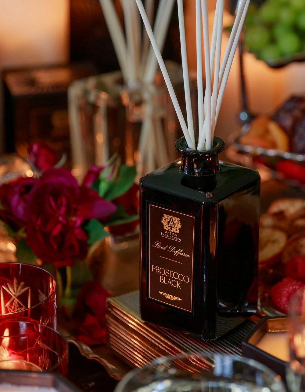 Antica Farmacista Home Ambiance Diffuser - Long-Lasting Reed Scent Diffuser - Luxury Room Freshener Gift - Prosecco Black, 10.8 fl oz
