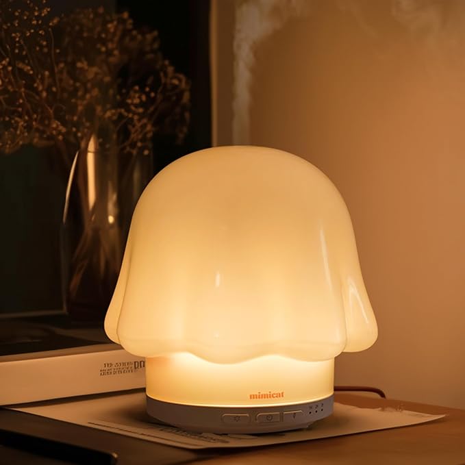 Essential Oil Diffuser for Home Glass: mimicat Timer 120ml Ultrasonic Cool Mist Aromatherapy Diffusers for Bedroom Office with Soft Night Light Cream White