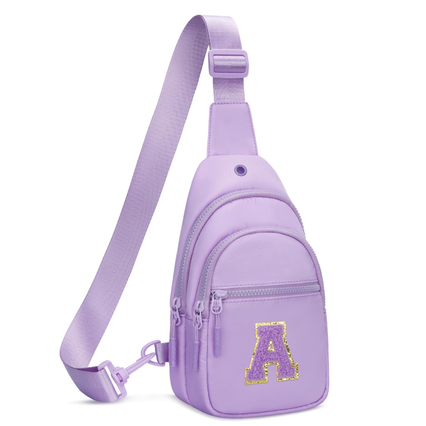CLOUDWINGS Small Initial Sling Crossbody Bags for Girls Fanny Pack Chest Bag Purse Personalized Birthday Gift - Purple - A