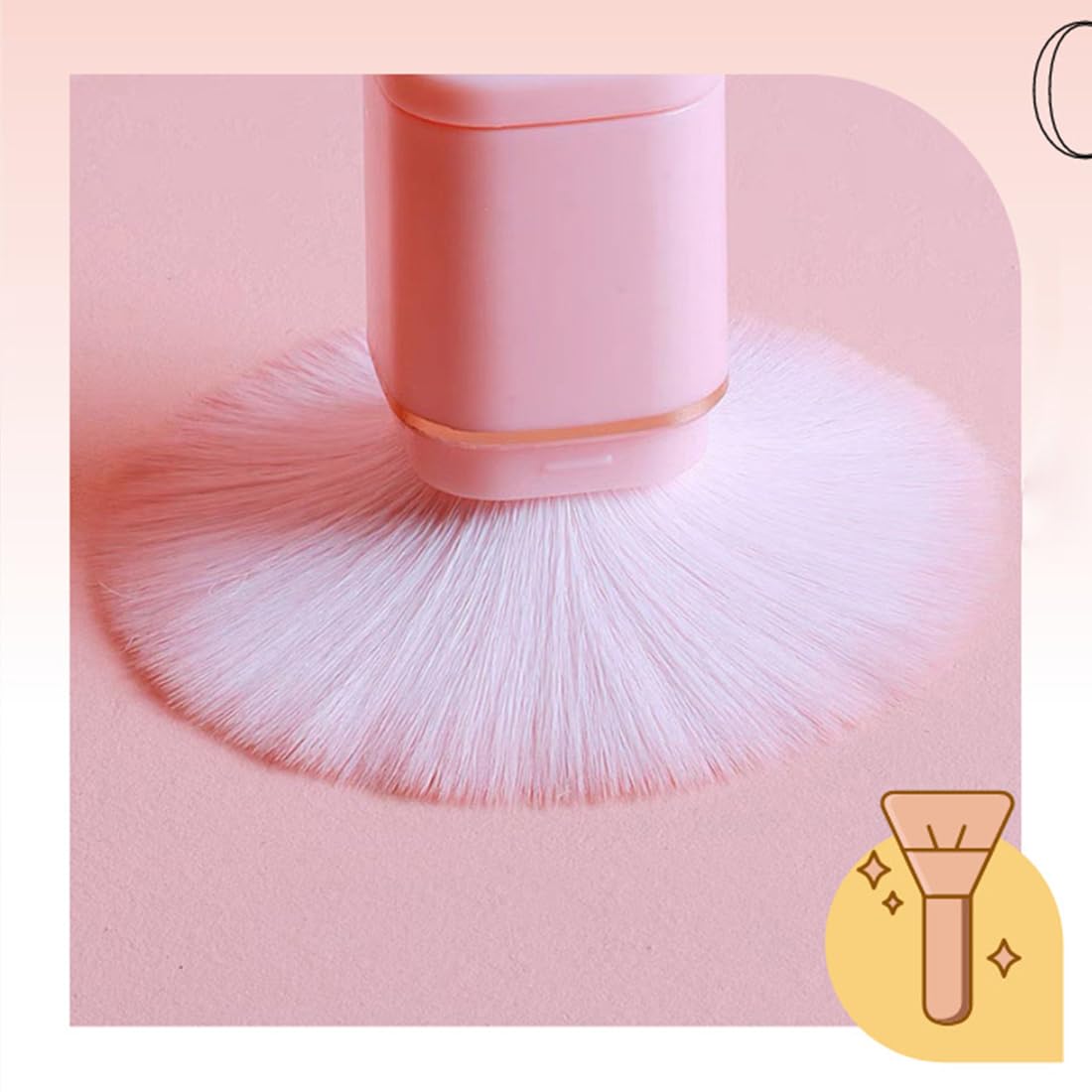 Reazana Retractable Kabuki Brushes 2pcs Powder Foundation Brush Contour Blush Bronzer Face Blender Brush Liquid Cream Mineral Buffing Blending Makeup Brushes Thick Dense Soft Synthetic Fibers (Pink)