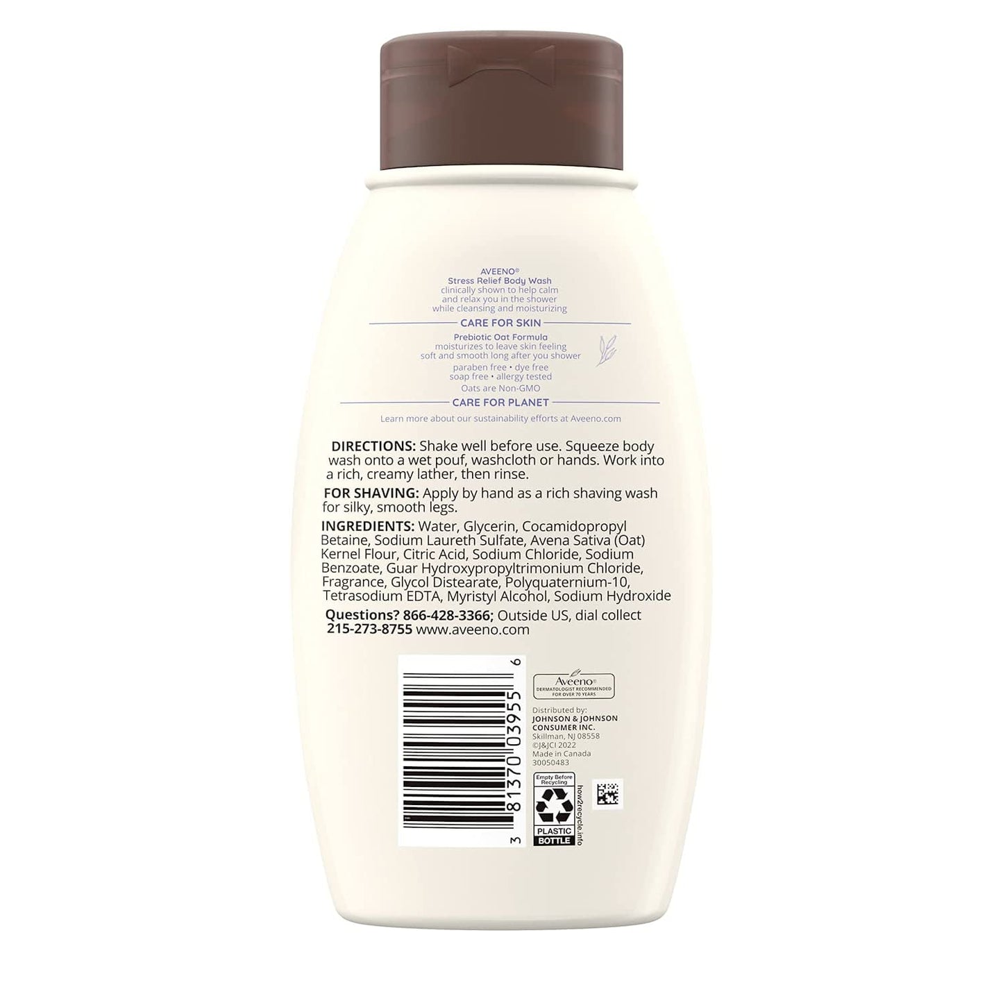 Johnson & Johnson 003955 Aveeno Stress Relief Body Wash, 12 fl. oz. (Pack of 12)