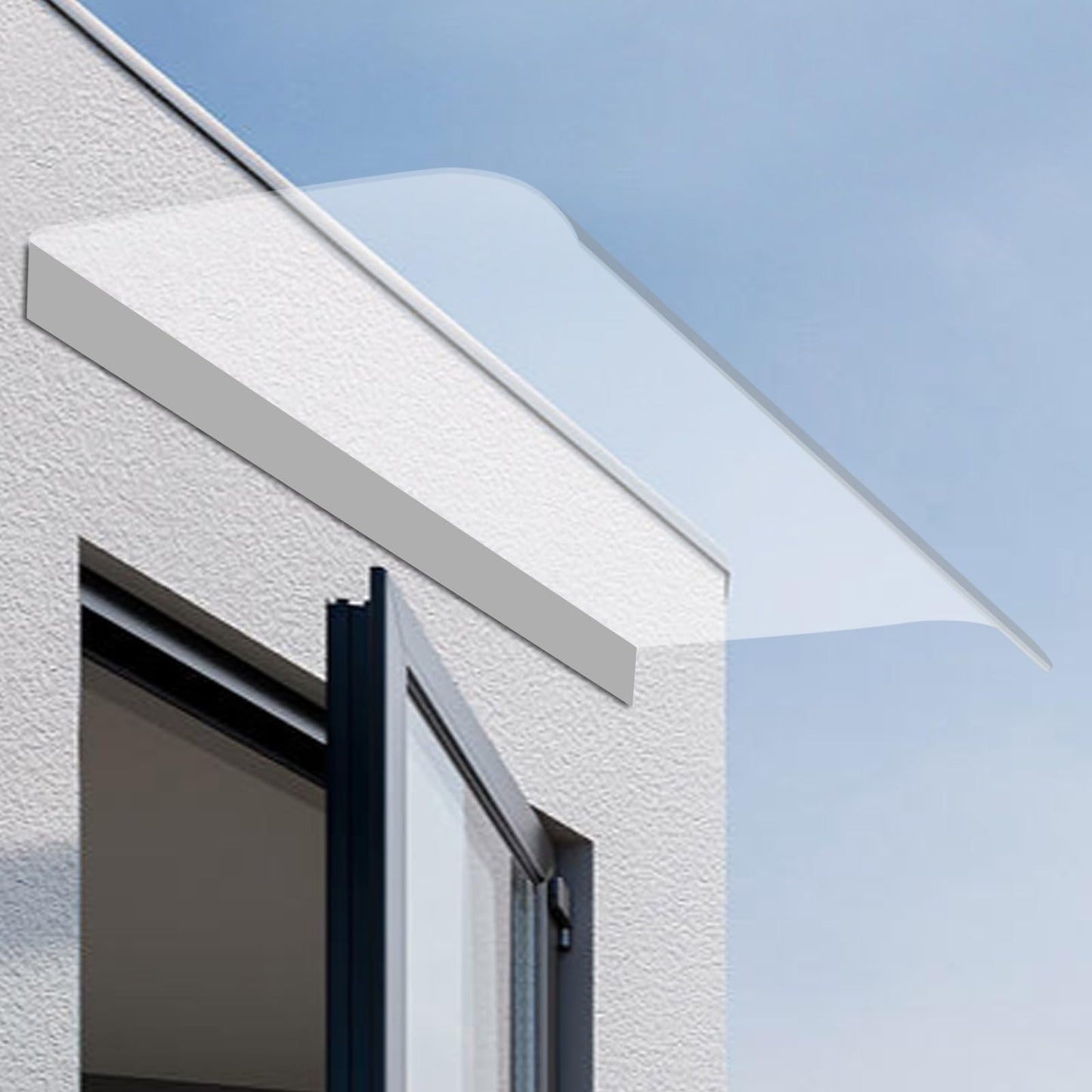 Awning Canopy,Clear Rain Shelter Cover,Window Awning Door Canopy, Patio Awning Canopy,Door Awning Polycarbonate Outdoor Entrance Awning for Front & Rear Doors Windows (Clear, 13.58 * 23.62")