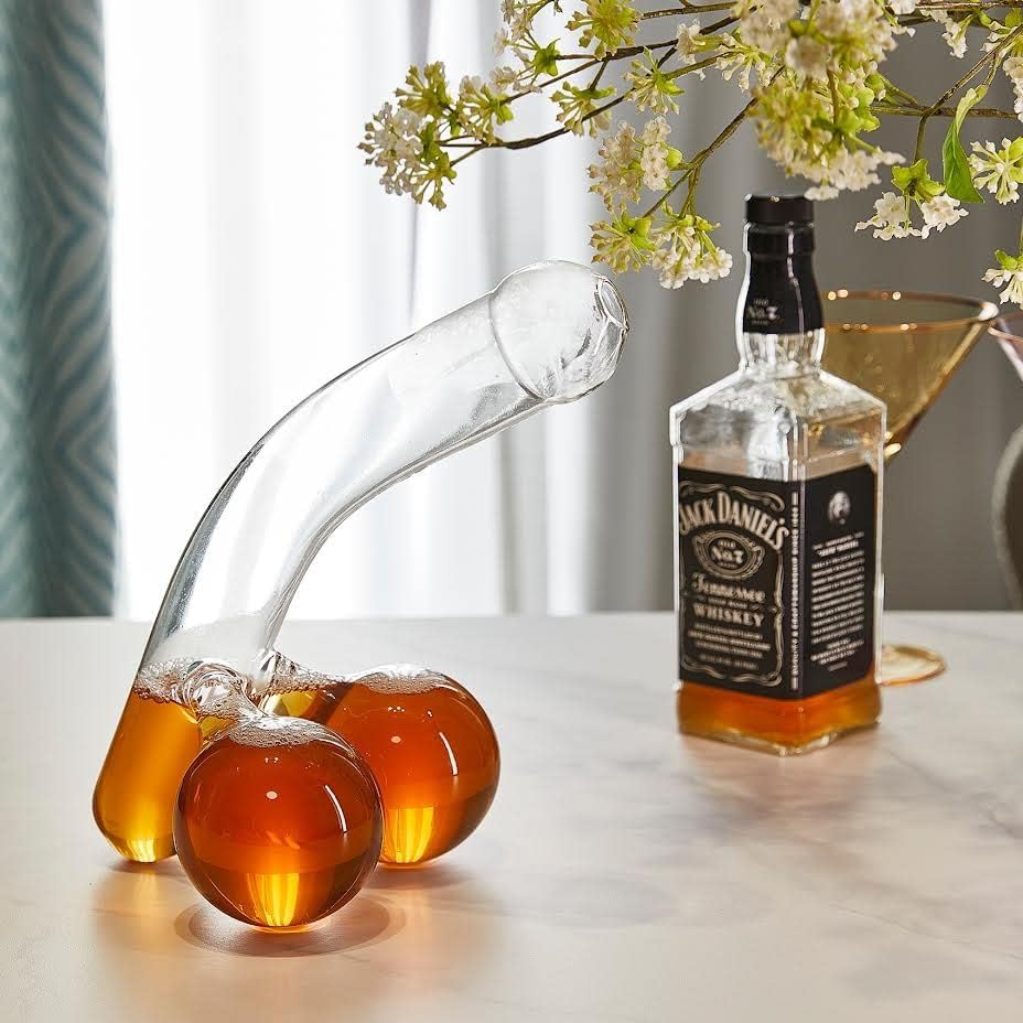 Decanter Set, Decanter -17oz - for Whiskey, Liquor, Tequila, Vodka, Bar Glasses, Cocktail Glasses, Bachelorette Party, Funny Gifts