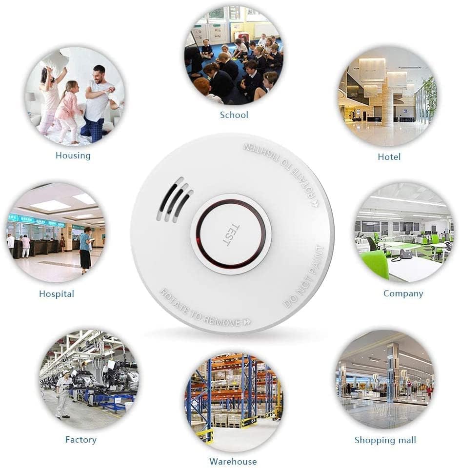 LSHOME 4 Pack Smoke Detector Fire Alarms 9V Battery Operated Photoelectric Sensor Smoke Alarms Easy to Install with Light Sound Warning, Test Button,9V Battery Included Fire Safety for Home