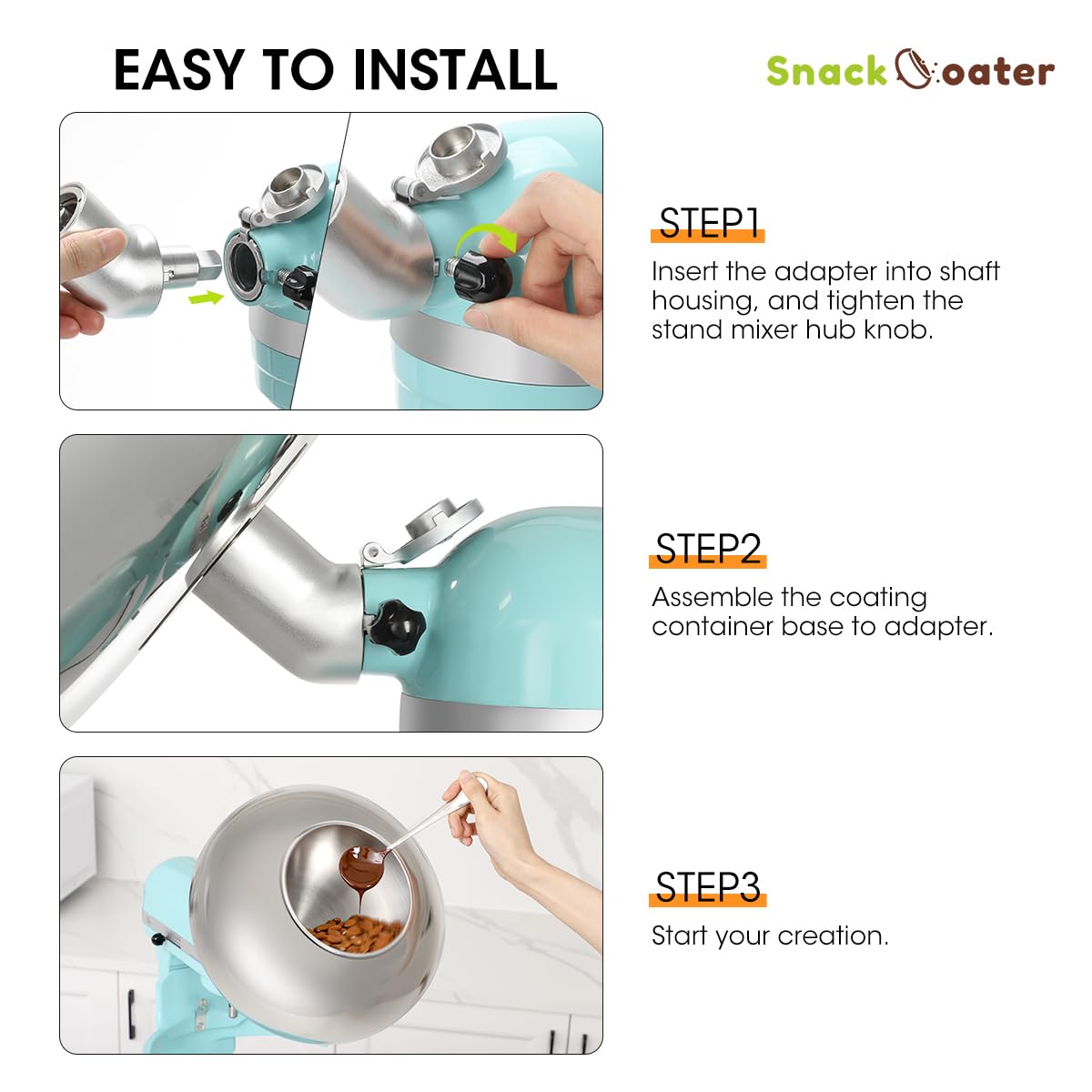 Aieve Snack Coater Compatible with KitchenAid Bowl-Lift Stand Mixer, Chocolate Coating Attachment for Freeze-Dried Strawberries,Almonds, Pistachios & Nuts, Home & Commercial Use, Gift for Father's Day