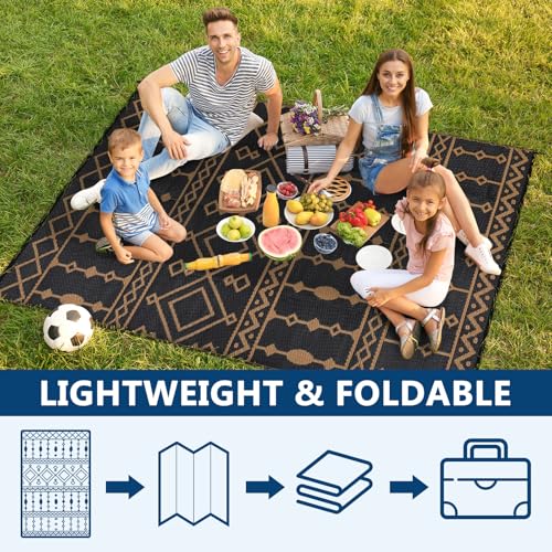Outdoor Rug, Outdoor Plastic Mat, Picnic Reversible Rug, Patio Mat, Plastic Woven Outdoor Carpet, for Garden Patio Backyar...