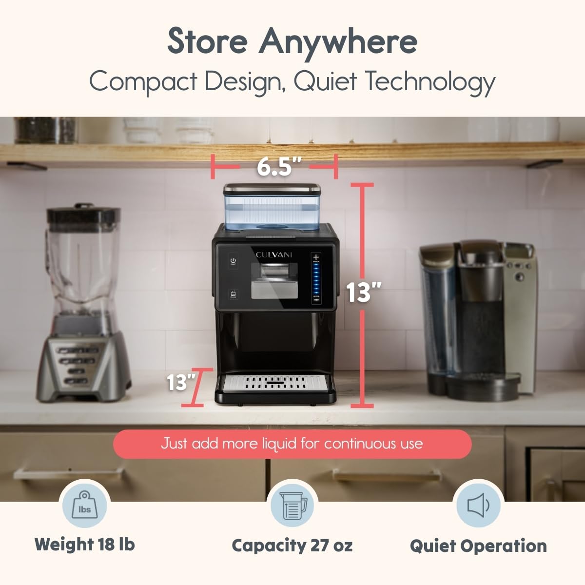 Shaved Ice Machine, Culvani Snowlux Snow Cone Maker — No Ice Cubes Needed, 8 Speeds, Self-Cleaning, 44 lbs/Day Stainless Steel Roller, Countertop Frozen Drink & Slushy Maker, Bingsu Machine for Home
