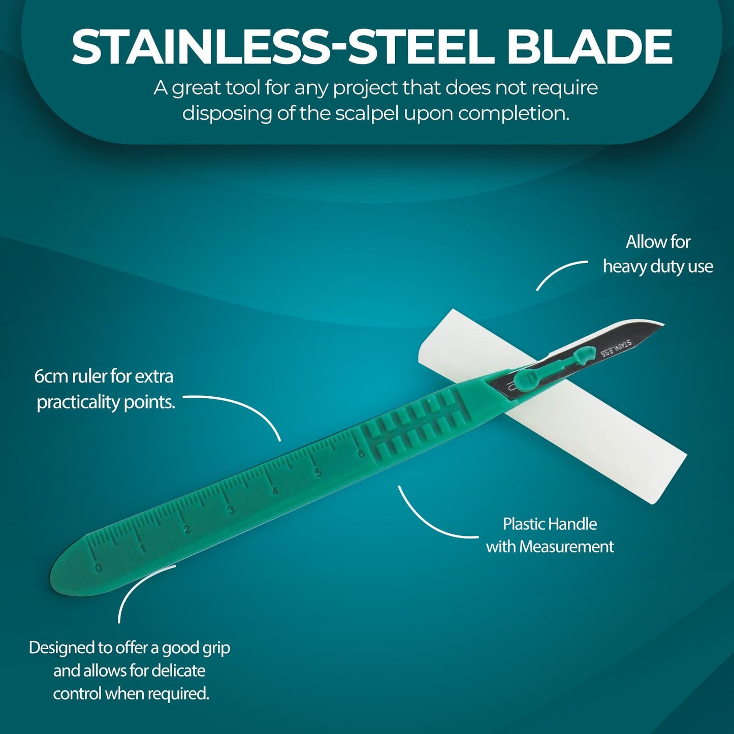 MED PRIDE Sterile Disposable Surgical Scalpels 10 Pack, Individually Wrapped Protective Caps, Plastic Handles, for Dermaplaning Crafts (#10 Stainless-steel)