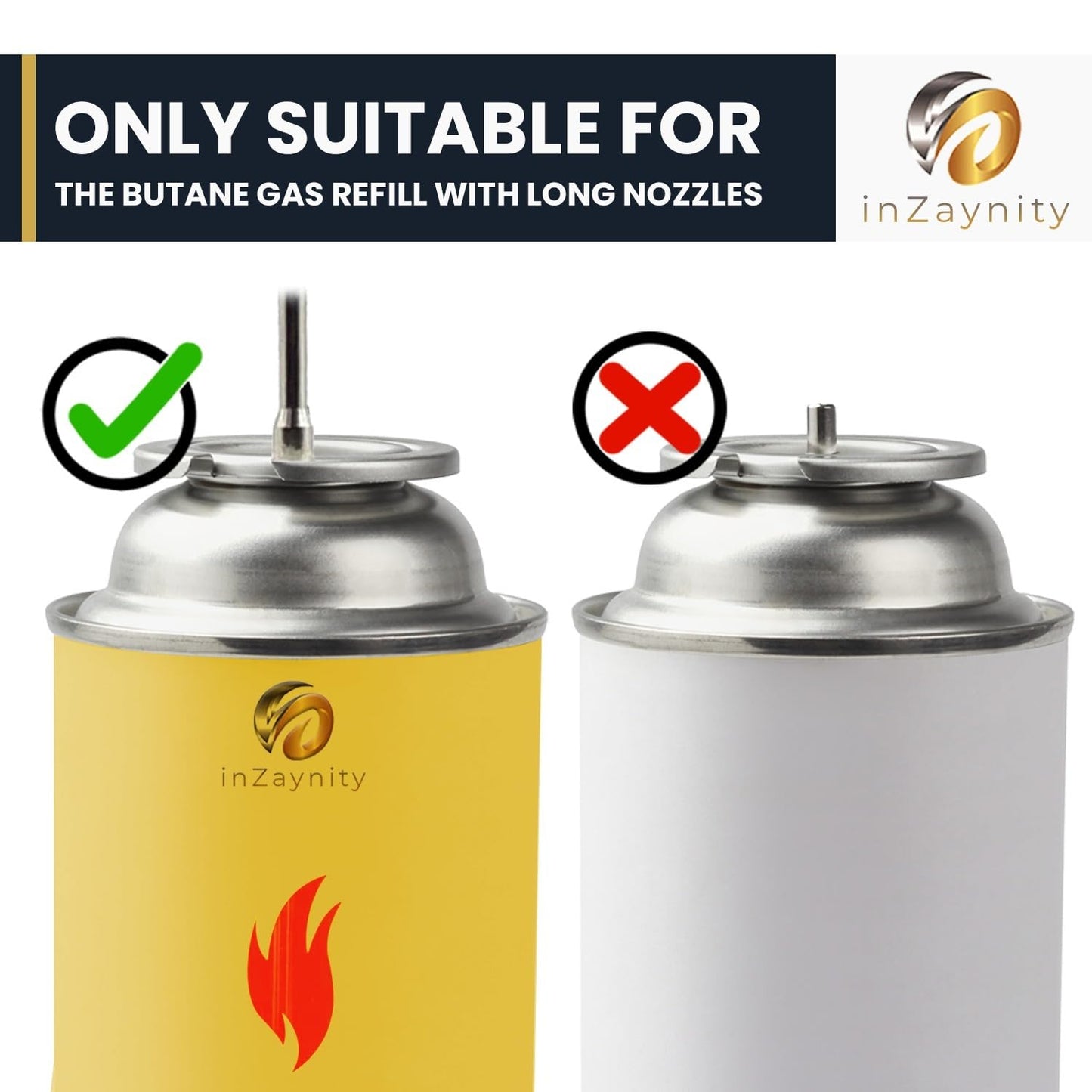Dual Flame Butane Torch - Refillable Handheld Blow Torch for Cooking, Soldering, & Resin Art w/Adjustable Flame & Ignition Lock - Kitchen Blow Torch & Luxurious Gift Box by inZaynity - Brown Steel