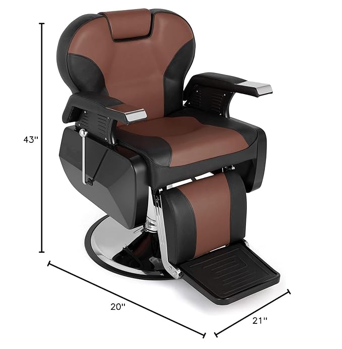 OmySalon All Purpose Hydraulic Barber Chair Heavy Duty, Recline Salon Chair for Hair Stylist Tattoo, Beauty Styling Shampoo Equipment Red & Black