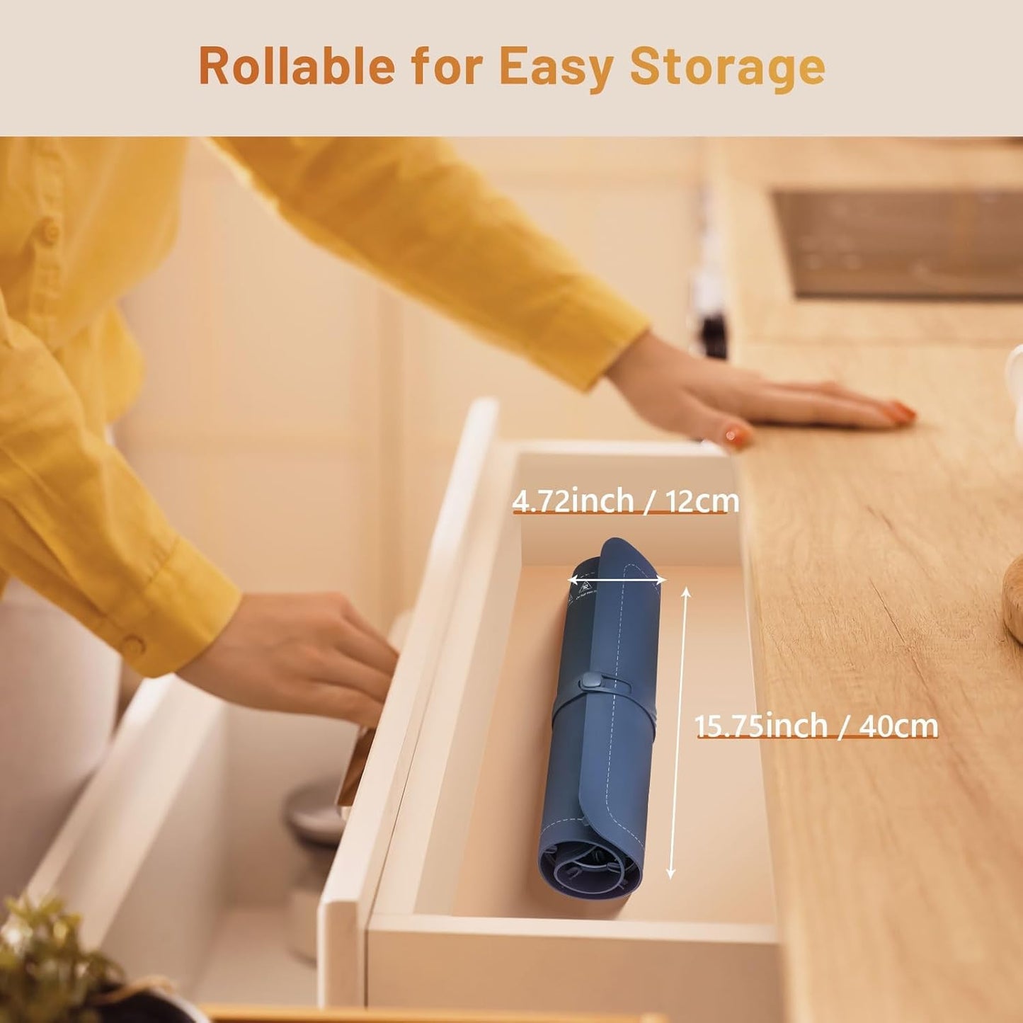 HomCozy Food Warmer Mat with Full Surface Heating, Rollable & Portable Warming Tray, 3 Temperature Settings & Child Lock, Premium Silicone Warmer Mat for Parties, Family Gatherings, Daily Use