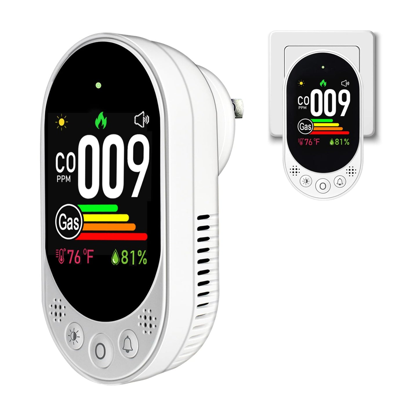 VETOUCH Plug-in Combination air Detector, 4 in 1 Combination Natural Gas and Carbon Monoxide Detector, detects CO, Gas,and Humidity Values. for Home, Bedroom, Kitchen, RV, 1 Pack