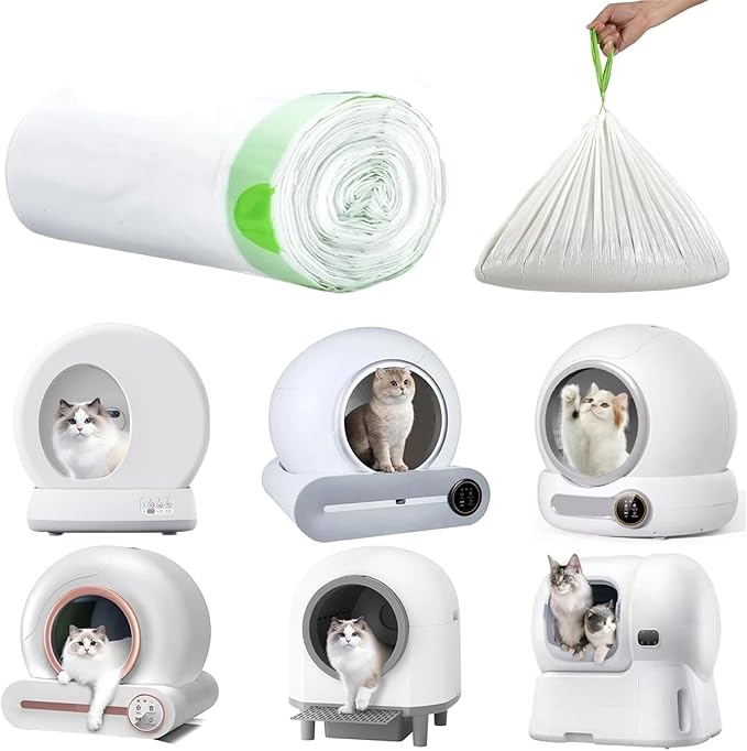 60 Count Miwow Cat Litter Box Liners for MeoWant MW-SC01、MW-SC02, Leak-Proof & Odor-Proof Litter Box Liners Replacement Waste Bags, Compatible for Meowant and More Automatic Litter Box (3 Rolls)